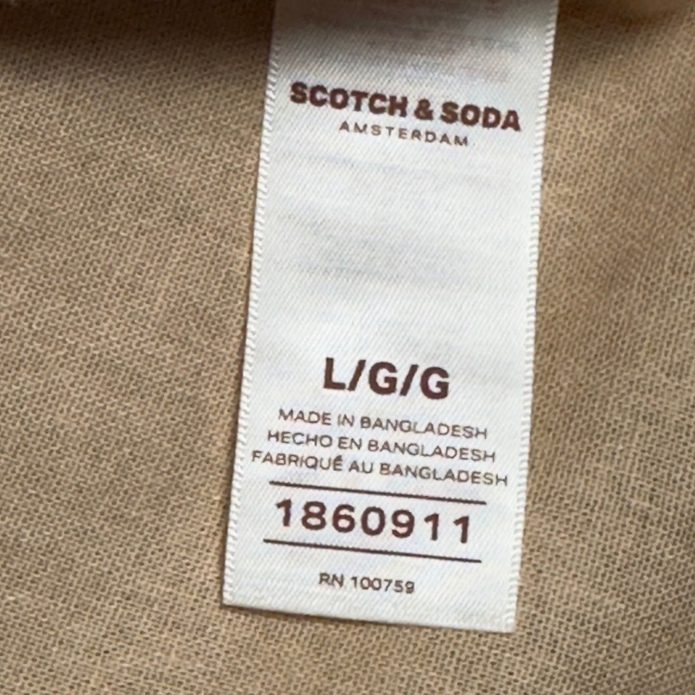 Scotch & Soda Amsterdam Linen Blend Shirt Mens Large Tan Short Sleeve Button Up - Picture 4 of 9